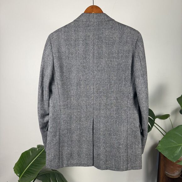Vintage 80s Wool Herringbone Blazer Gray Oversized Menswear Jacket | Adams Row - Picture 16 of 16